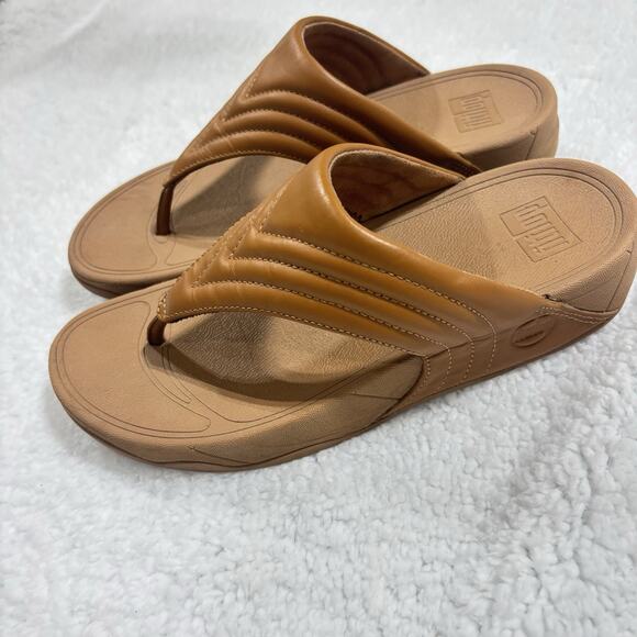 FitFlop Walkstar Leather Toe-Post Sandals Light Tan Size 8 Comfort Sandal - Picture 5 of 7